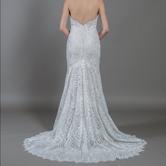 Lis Simon Strapless Vintage Lace Wedding Dress - Picture 9 of 9